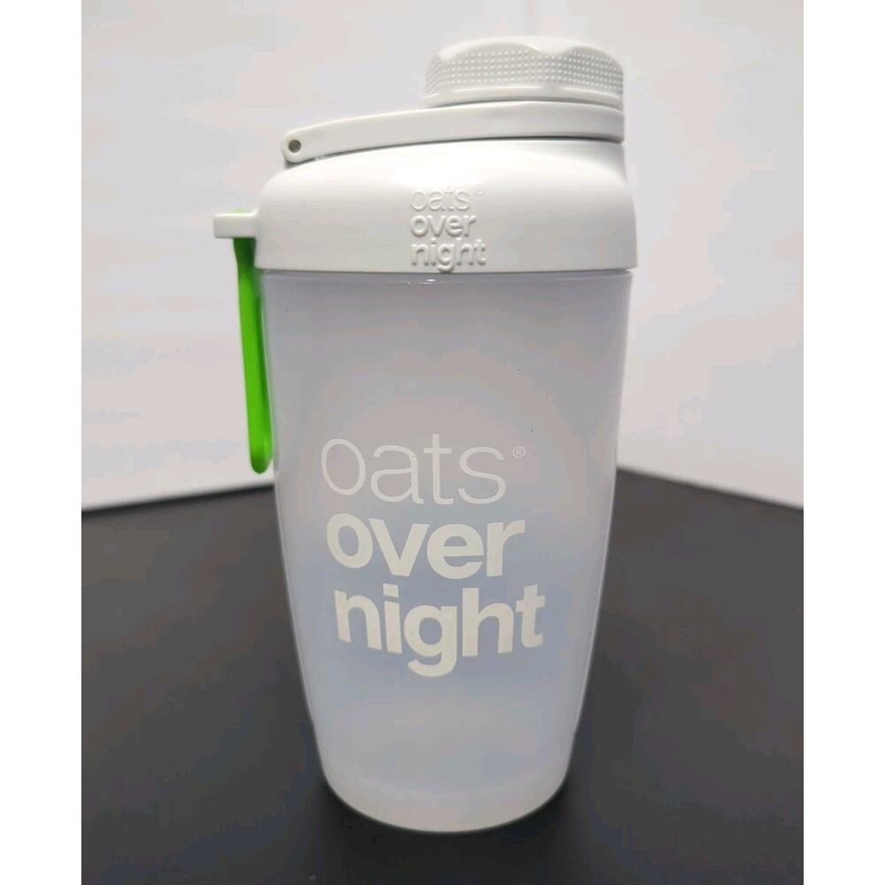 Oats Overnight White Shaker Blender Bottle Oatmeal NEW DESIGN BPA Free 20 Oz New